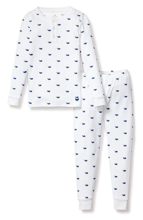 Petite Plume Kids' Print Fitted Two-Piece Pima Cotton Pajamas White at Nordstrom