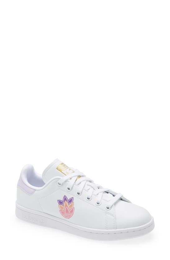 Adidas Originals Primegreen Stan Smith Sneaker In Ftwr White/ Purple/ Gold
