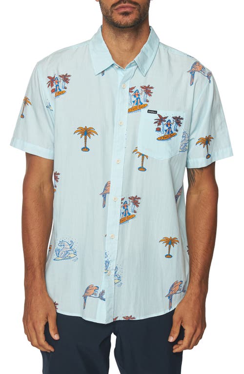 O'Neill Artist Series Short Sleeve Button-Up Shirt in Pale Blue at Nordstrom, Size Medium