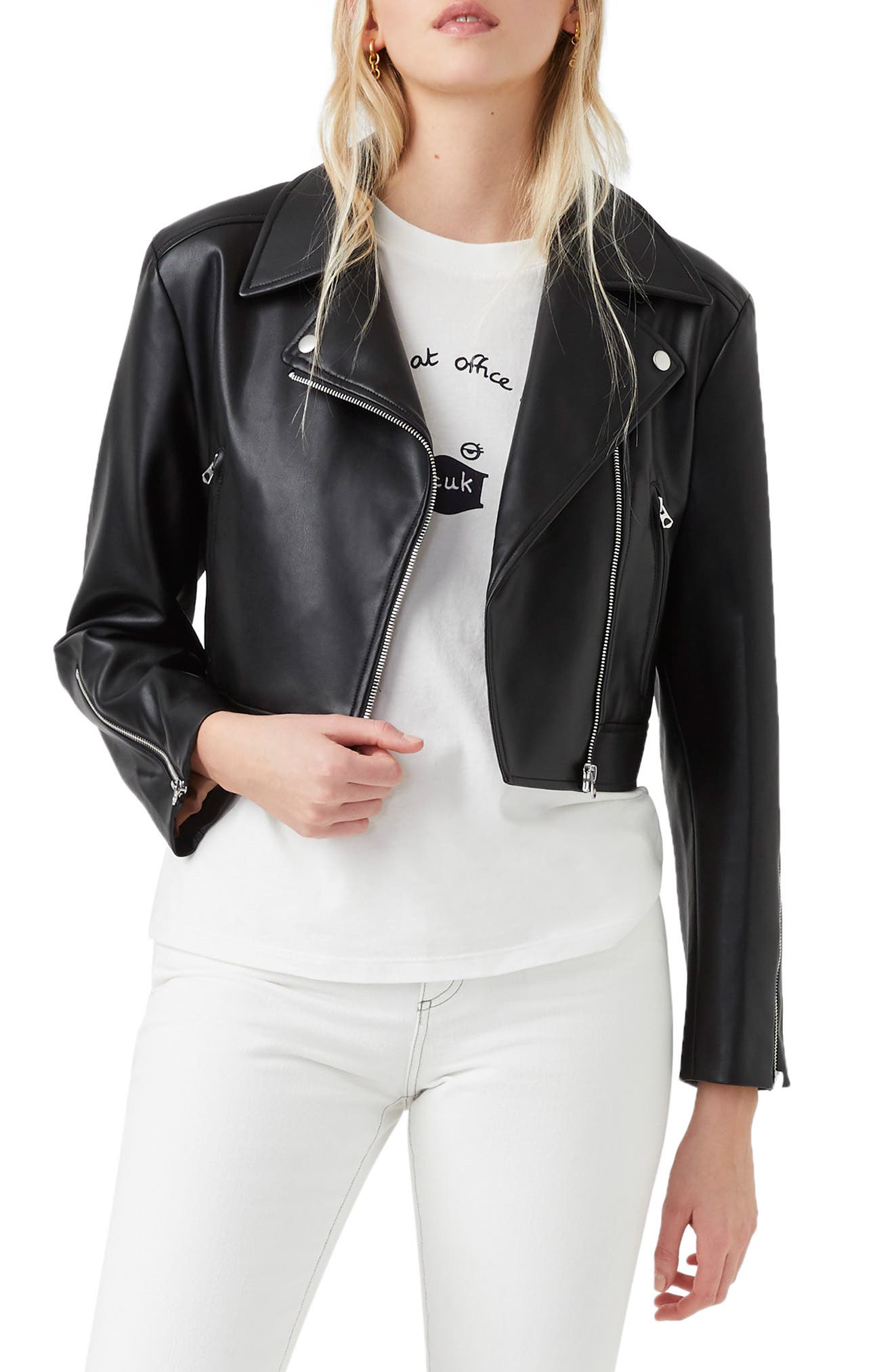 french connection leather moto jacket