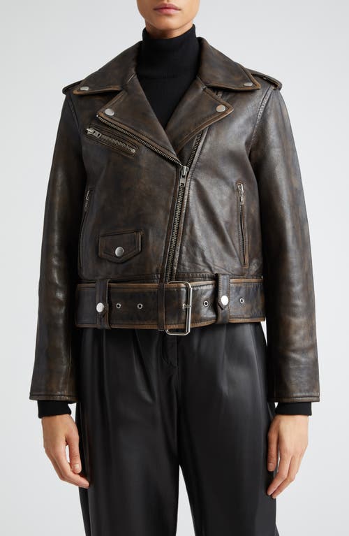 Icon Leather Biker Jacket in Worn Black