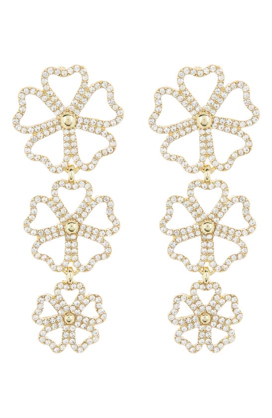 Shop Baublebar Triple Crystal Flower Drop Earrings In Gold
