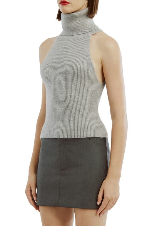 Shop Bardot Aleia Turtleneck Sleeveless Rib Sweater In Grey