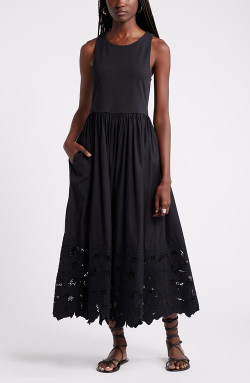 Nordstrom Embroidered Sleeveless Mixed Media Dress at Nordstrom,