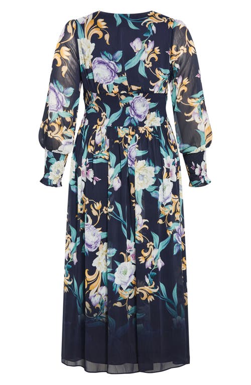 Shop City Chic Selena Floral Long Sleeve Chiffon Maxi Dress In Kiss Me Sweet Brd