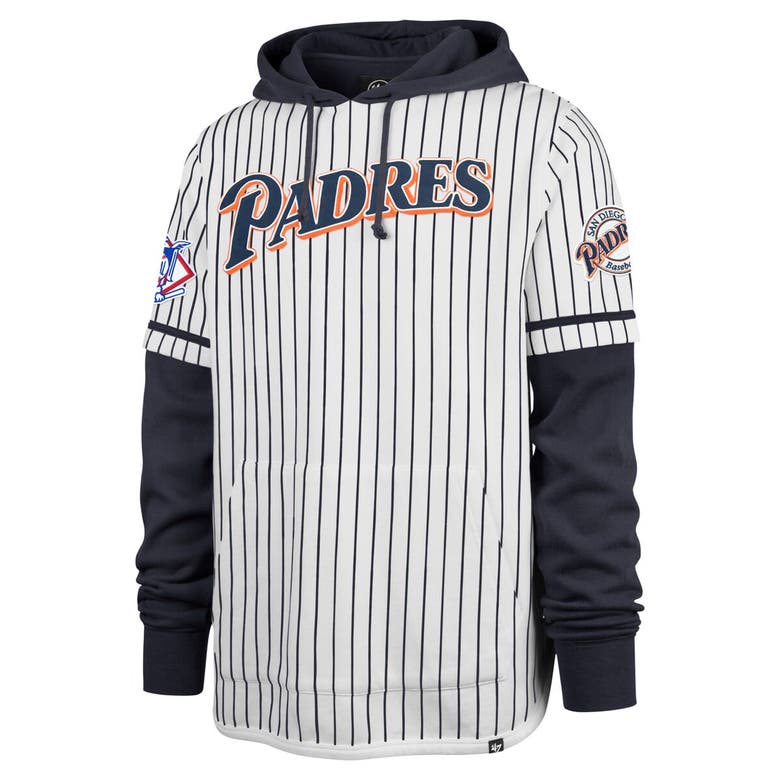 Shop 47 ' White San Diego Padres Pinstripe Double Header Pullover Hoodie
