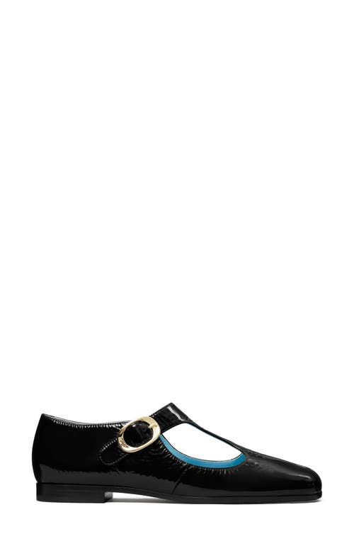 Shop Tory Burch Violet T-strap Flat In Nero