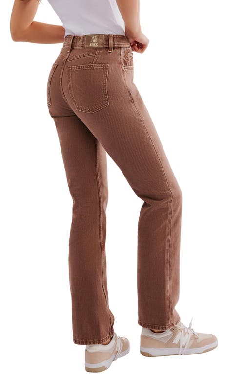 Shop Free People Xena Slim Straight Jeans In Chocolate Mousse