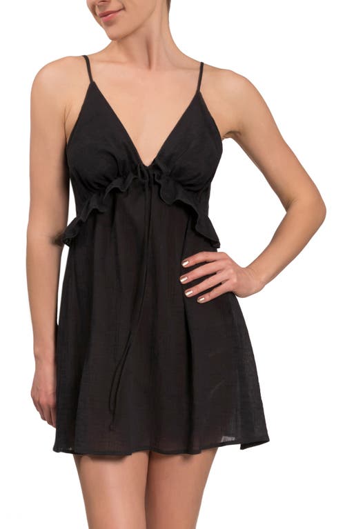 Isabelle Tie-Front Cotton Chemise in Black