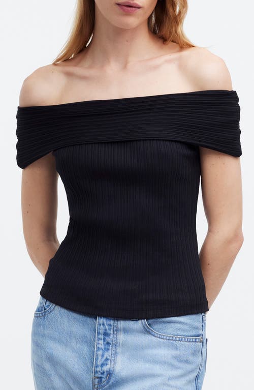 Madewell Rib Off The Shoulder Top In True Black