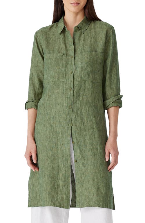 Eileen Fisher Classic Organic Linen Button-Up Tunic Coriander at Nordstrom,