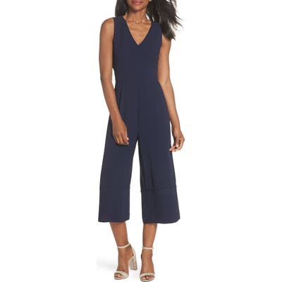 Vince Camuto Crepe Open Back Crop Jumpsuit, Blue