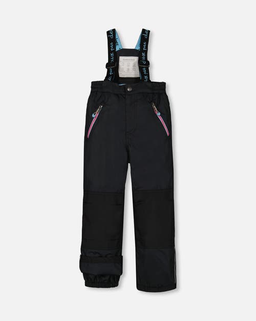 Shop Deux Par Deux Girl's Two Piece Snowsuit Printed Roses With Solid Pant Black In Anthracite