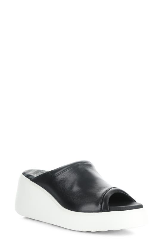 Fly London Doli Platform Wedge Slide Sandal In Black Dublin