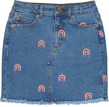 THE NEW Kids' Rainbow Embroidered Denim Skirt