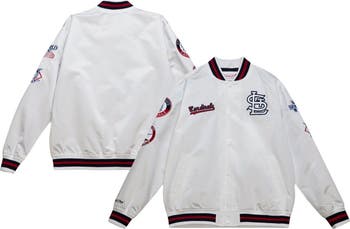 Men's Mitchell & Ness White St. Louis Cardinals City Collection Satin Full-Snap Varsity Jacket Size: Small