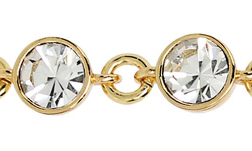 Shop Kurt Geiger London Micro Eagle Crystal Linear Drop Earrings In Crystal/yellow Gold