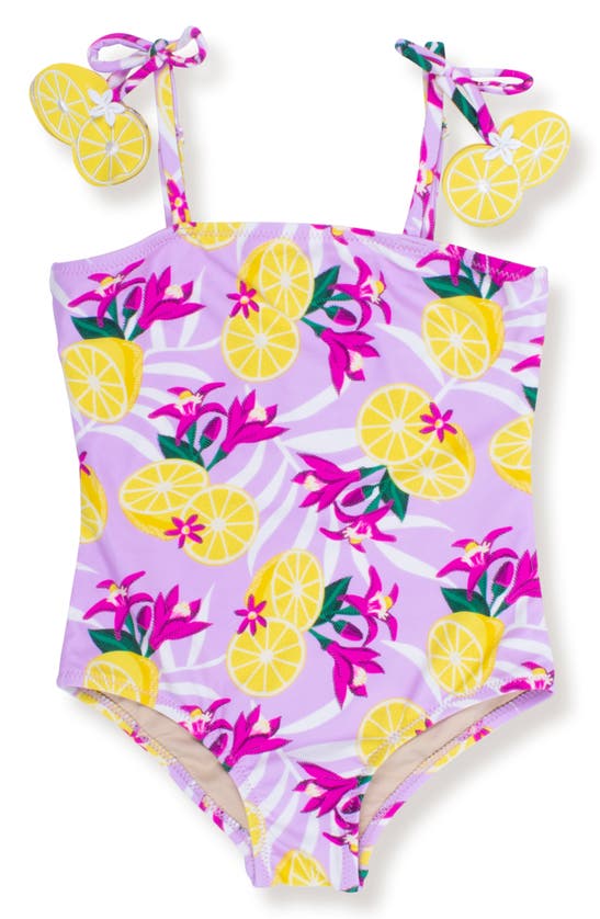 Shop Shade Critters Kids' Tropical Lemons Pom Pom One-piece Swimsuit In Multi