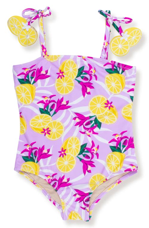 Shade Critters Kids' Tropical Lemons Pom Pom One-piece Swimsuit In Multi