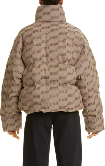 Balenciaga Bb Monogram Puffer Jacket - Brown