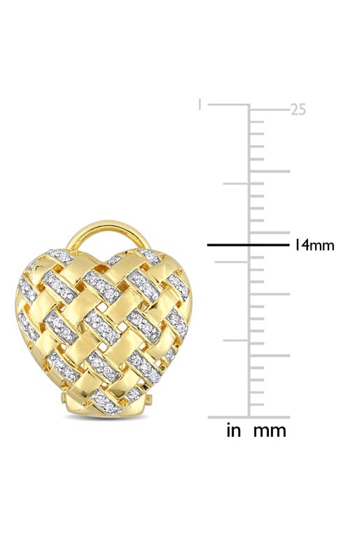 Delmar Diamond Lattice Heart Stud Earrings In White