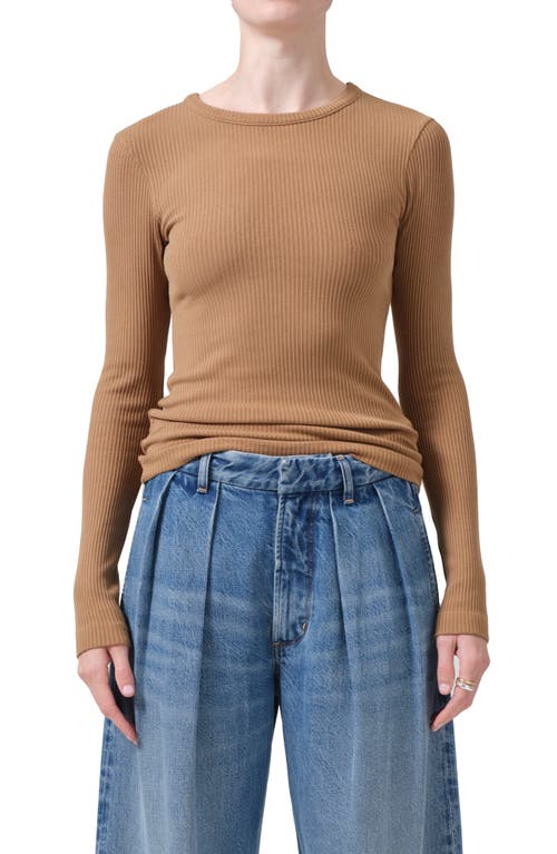 Shop Citizens Of Humanity Bina Rib Crewneck Sweater In Caramel