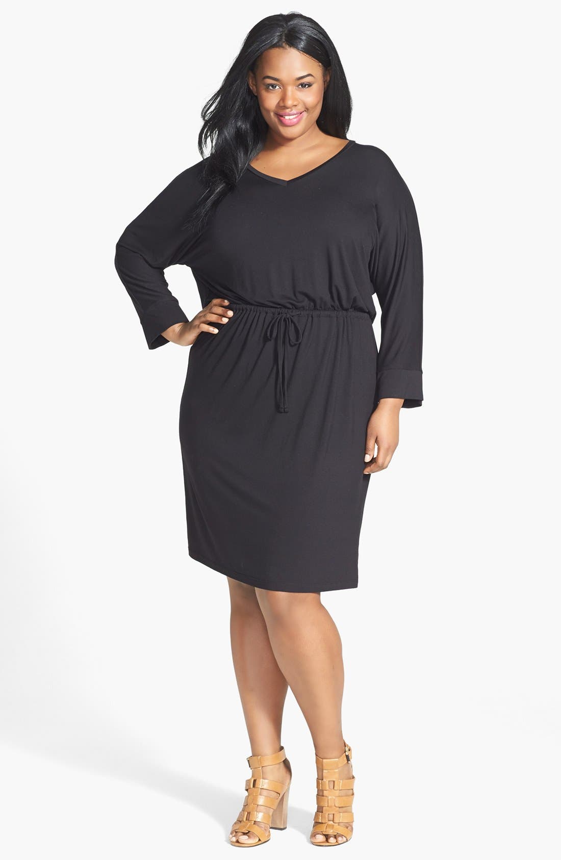 Caslon® Dolman Sleeve Stretch Knit Dress (Plus Size) Nordstrom