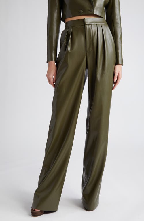 Alice + Olivia Pompey Faux Leather Trousers in Olive