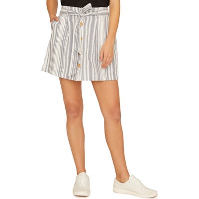 Sanctuary Sagebrush Paperbag Waist Stripe Skirt, Blue