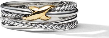 David Yurman X Crossover Band Ring in Sterling Silver with 18K Yellow Gold, 6mm
