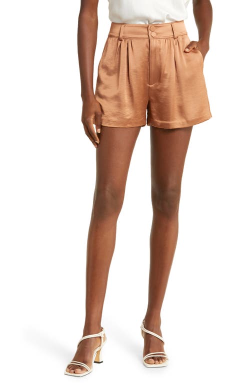 PAIGE Cypress High Waist Satin Shorts in Camel