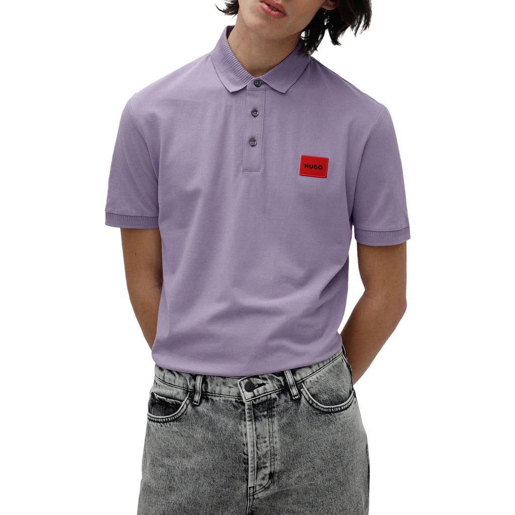 Hugo Deres Slim Fit Cotton Polo In Light/pastel Purple