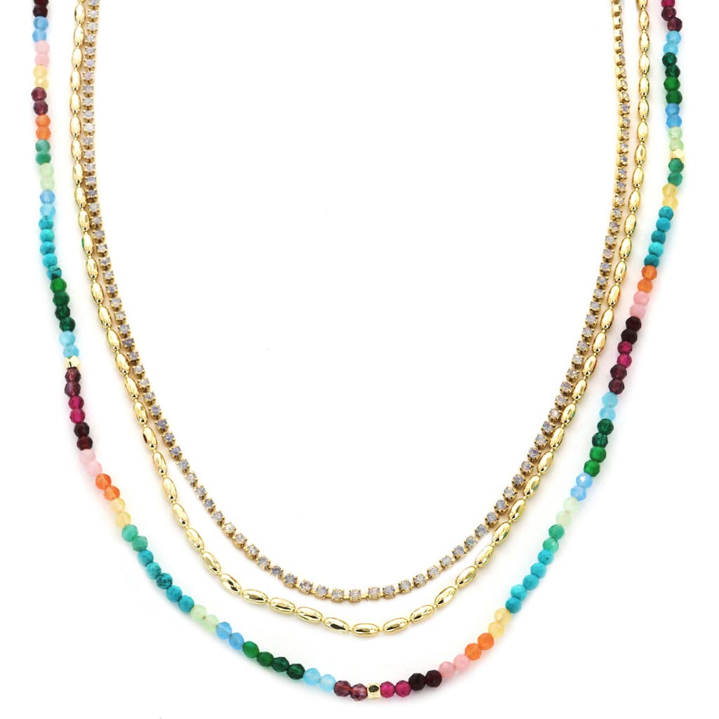 Panacea Layered Bead & Crystal Necklace In Gold/multi