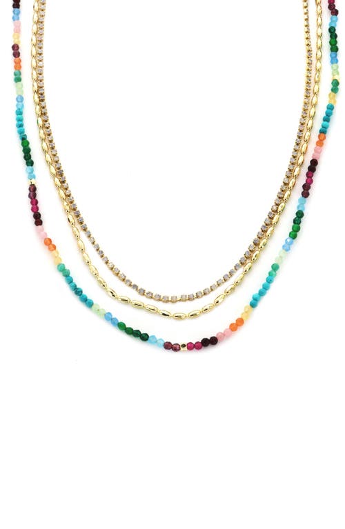 Panacea Layered Bead & Crystal Necklace in Gold/Multi at Nordstrom