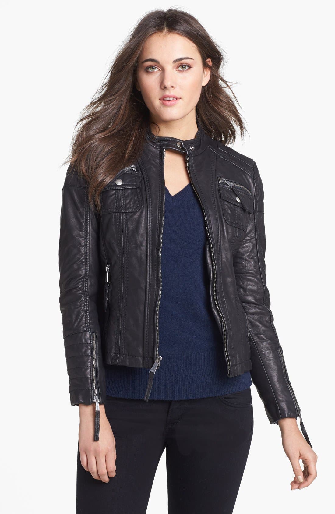 MICHAEL Michael Kors Leather Moto Jacket | Nordstrom