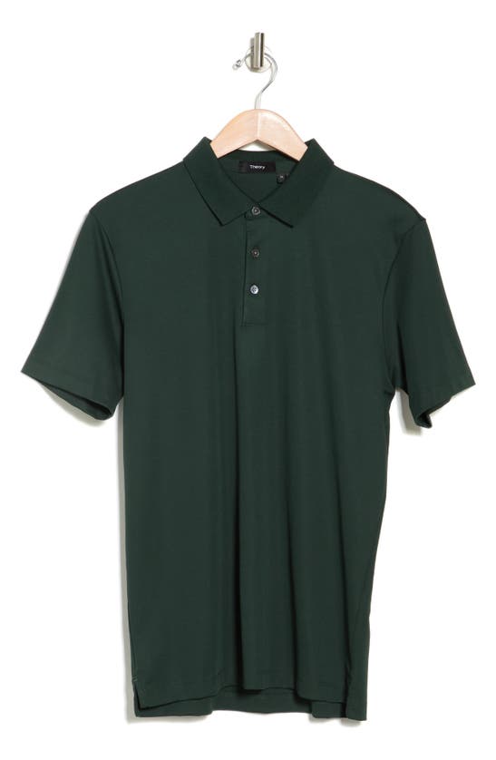 Theory Short Sleeve Polo In Dark Spruce