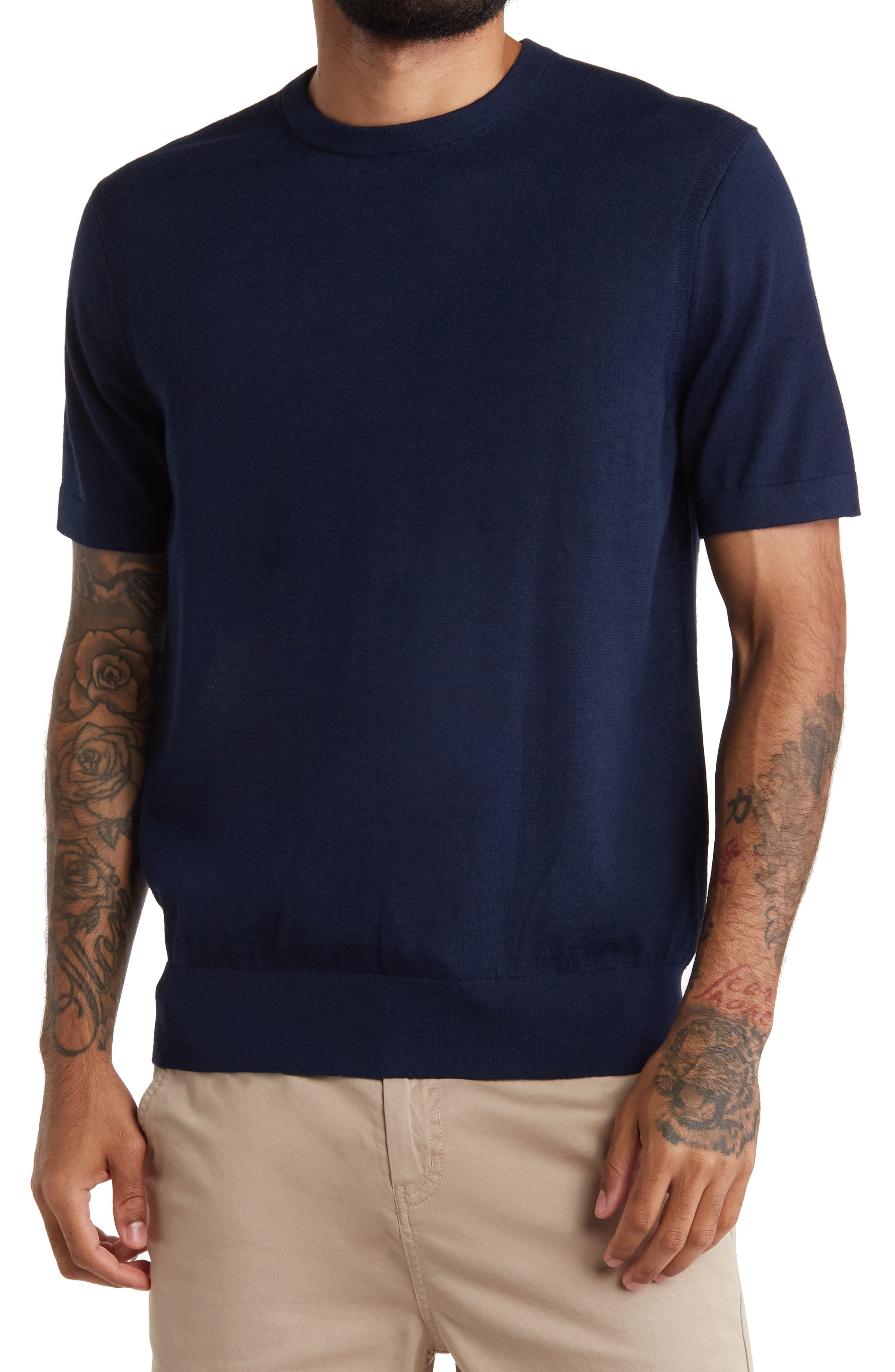 Club Monaco Short Sleeve Merino Sweater | Color: Navy | Size: S | Merino
