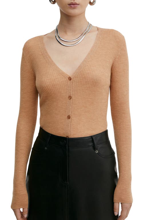 MANGO Wool Cardigan in Medium Brown at Nordstrom, Size Small