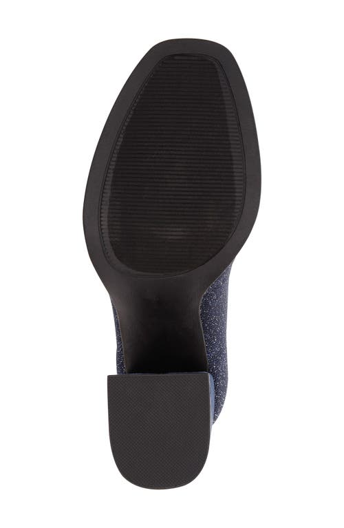 Mia Women's Piana Block Heel Knit Sock Booties In Navy/silver