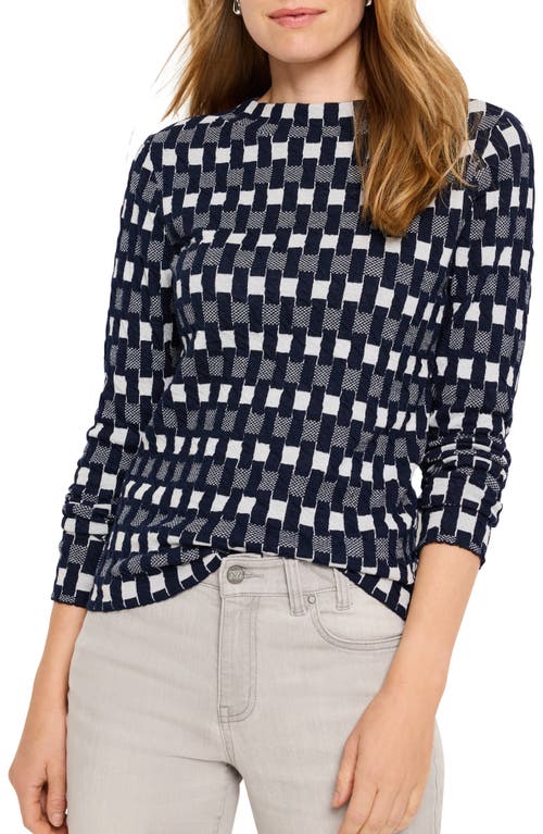 NIC+ZOE Geo Knit Top in Indigo Multi 