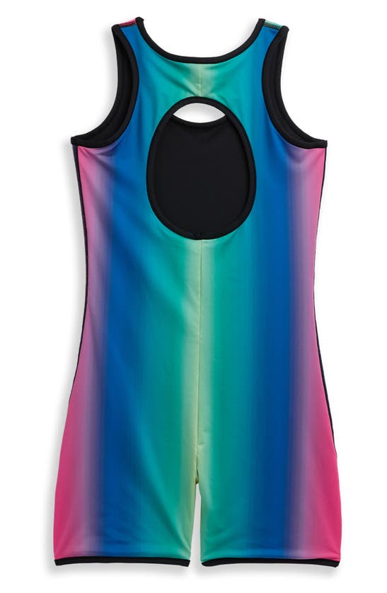 Tomboyx 6-inch Reversible One-piece Rashguard Swimsuit In Melting Rainbow