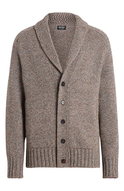 Shop Zegna Oasi Cashmere Mélange Shawl Collar Cardigan In Dark Foliage