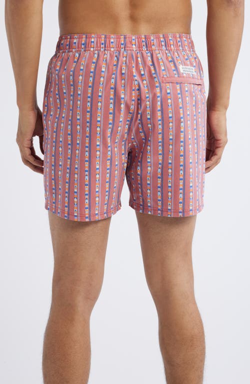 Fair Harbor Bungalow Swim Trunks In Red Sailing Stripe