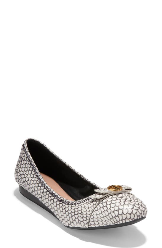 Cole Haan Tova Bow Ballet Flat In Black/ Whit