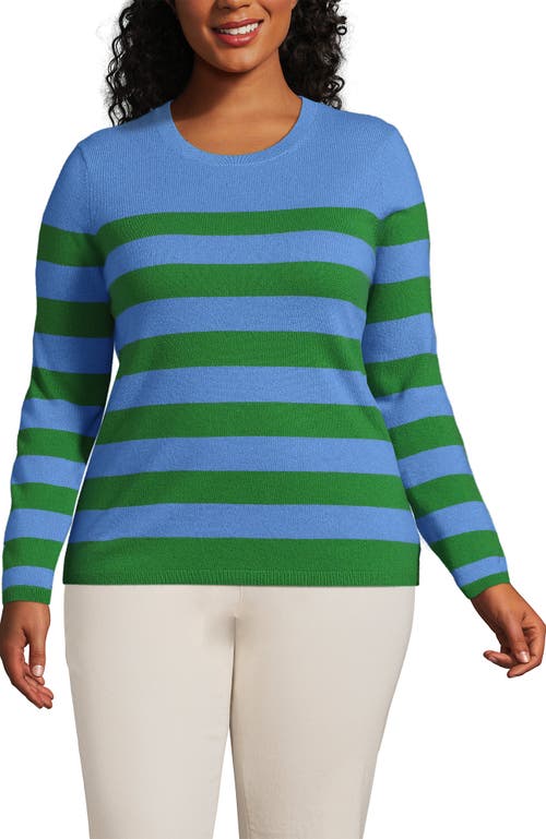 Shop Lands' End Plus Size Cashmere Sweater In Dark Cloudy Blue Stripe