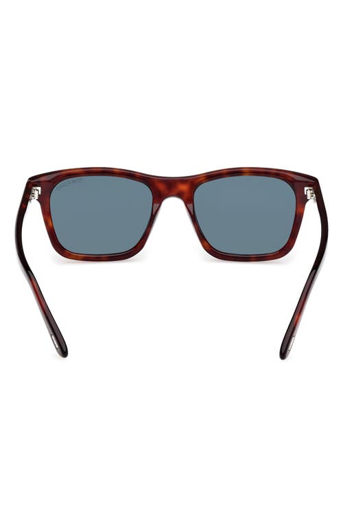 Shop Tom Ford Barron 54mm Square Sunglasses In Shiny Red Havana/dark Teal