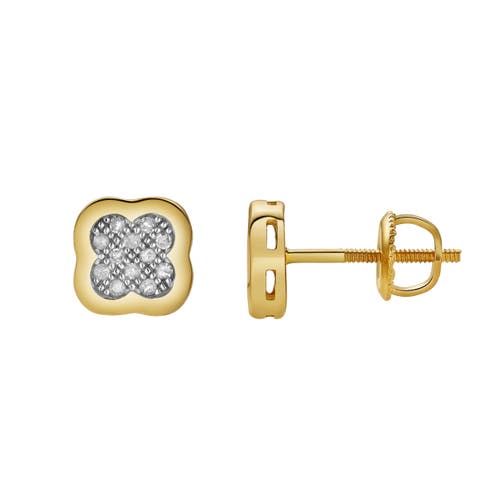 Luvmyjewelry Clovetail Xl 10k Yellow Gold Cluster Diamond Unisex Earrings In 10k Yellow Gold