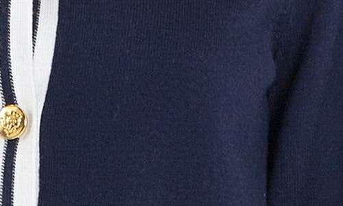 English Factory Contrast Collar Sailor Cardigan In Navy/ White