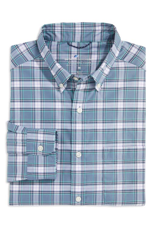 Shop Vineyard Vines Plaid On-the-go Brrrº Button-down Shirt In Plaid Blue Mirage