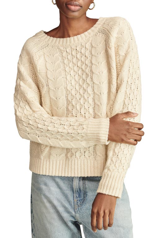 Shop Lucky Brand Cable Stitch Crewneck Sweater In Tofu